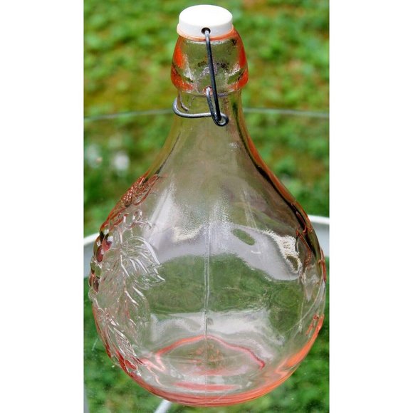 Jus de Fruits Casadis Milano Italy Pink Glass Bottle Decanter Stopper 1/2 Gallon - Picture 3 of 11